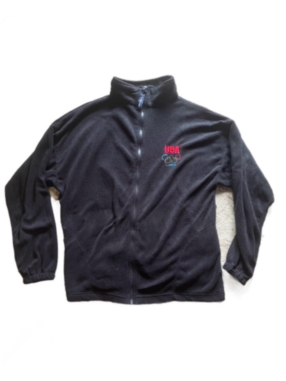 USA Olympic Embroidered Black Fleece Jacket